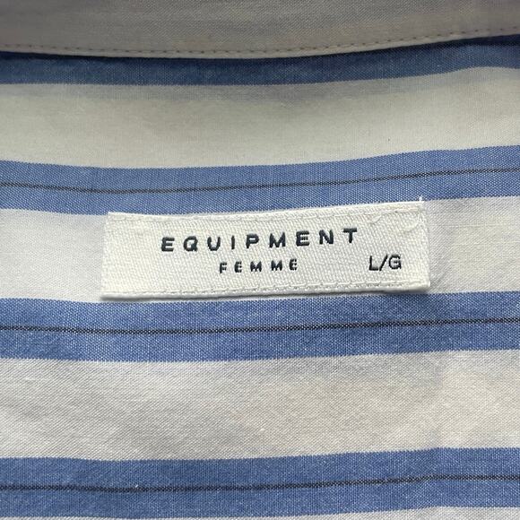 Equipment Femme Womens Cotton Sleeveless Striped Button Up Preppy Size Large - Picture 5 of 7